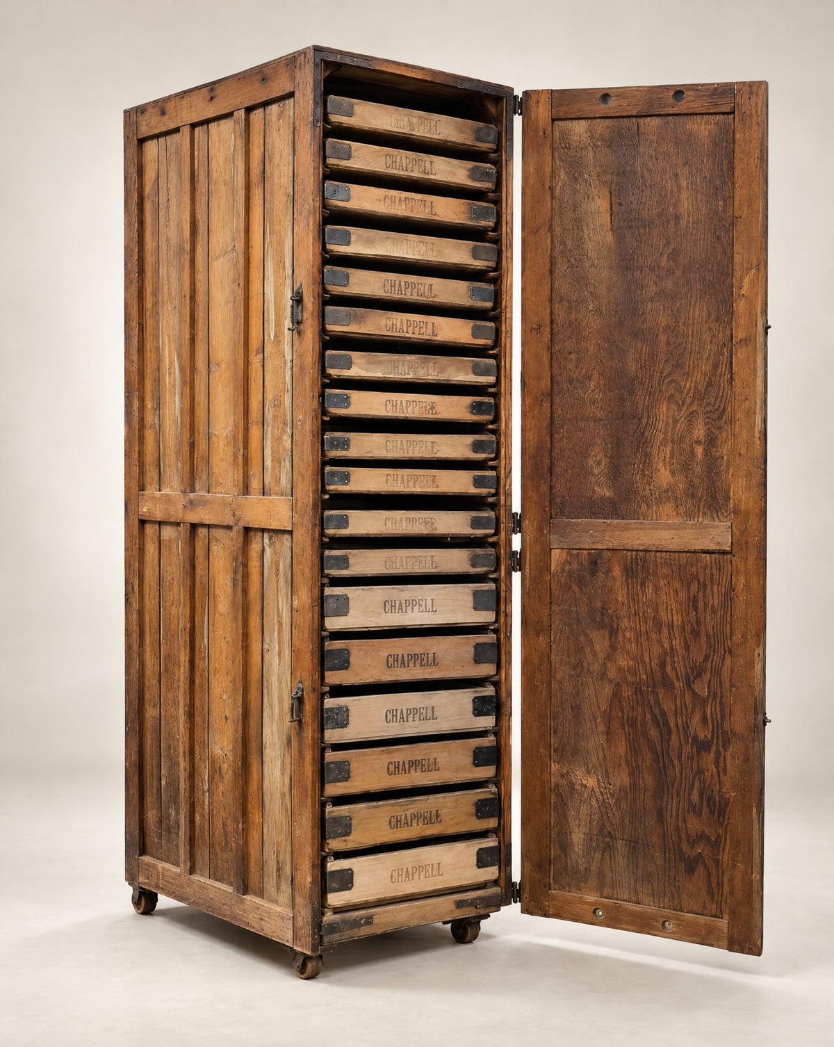 Antique Chappell Industrial Printer's Cabinet – Circa 1900–1930