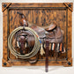 Vintage Western Saddle Framed Wall Art with Lasso & Saddle Blanket