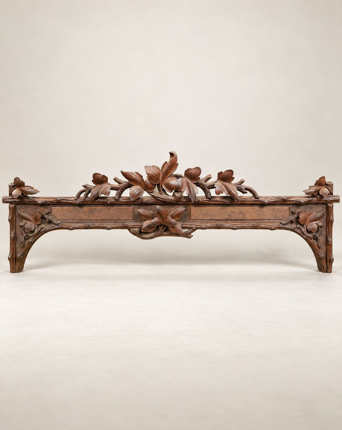 Pair of Antique Carved Floral Wooden Window Valances – Circa 1890–1920
