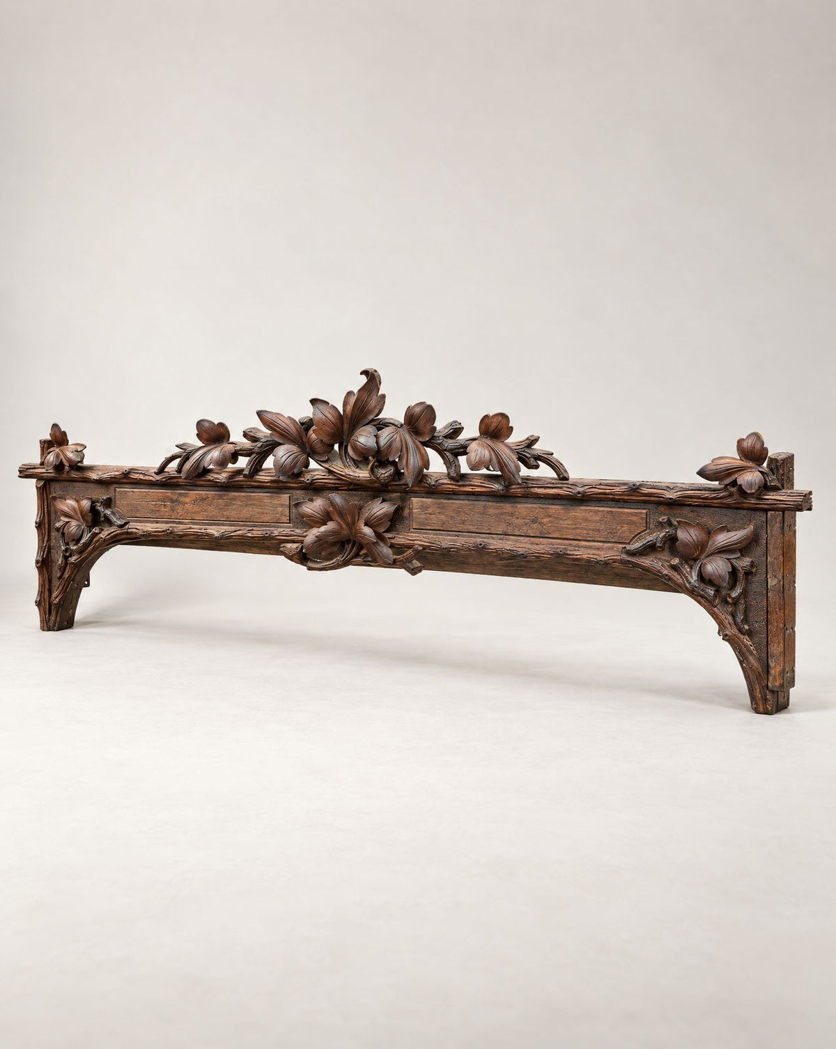 Pair of Antique Carved Floral Wooden Window Valances – Circa 1890–1920