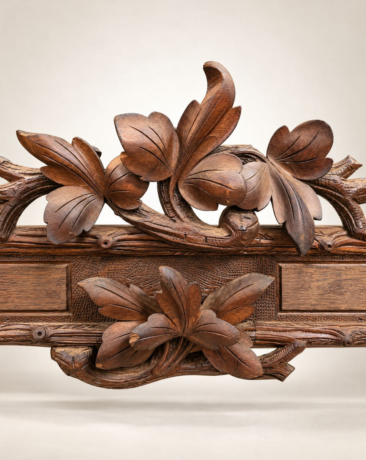 Pair of Antique Carved Floral Wooden Window Valances – Circa 1890–1920