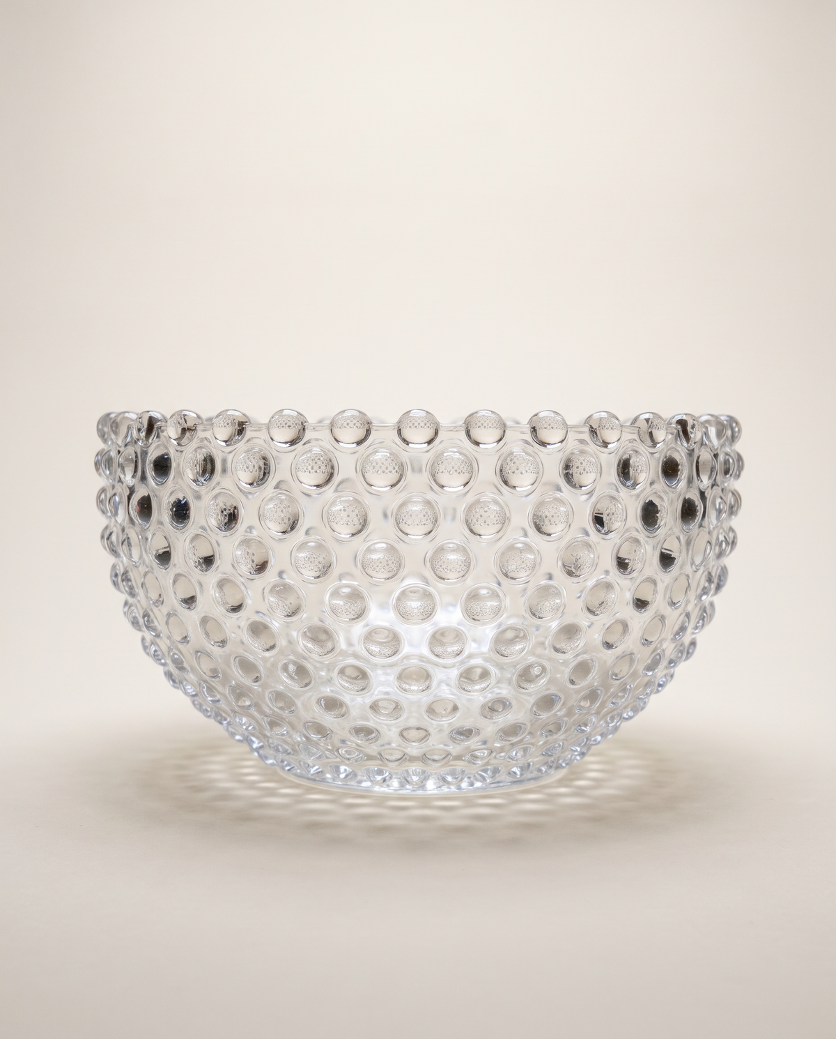 Vintage Clear Hobnail Glass Punch Bowl Set with Cups & Ladle