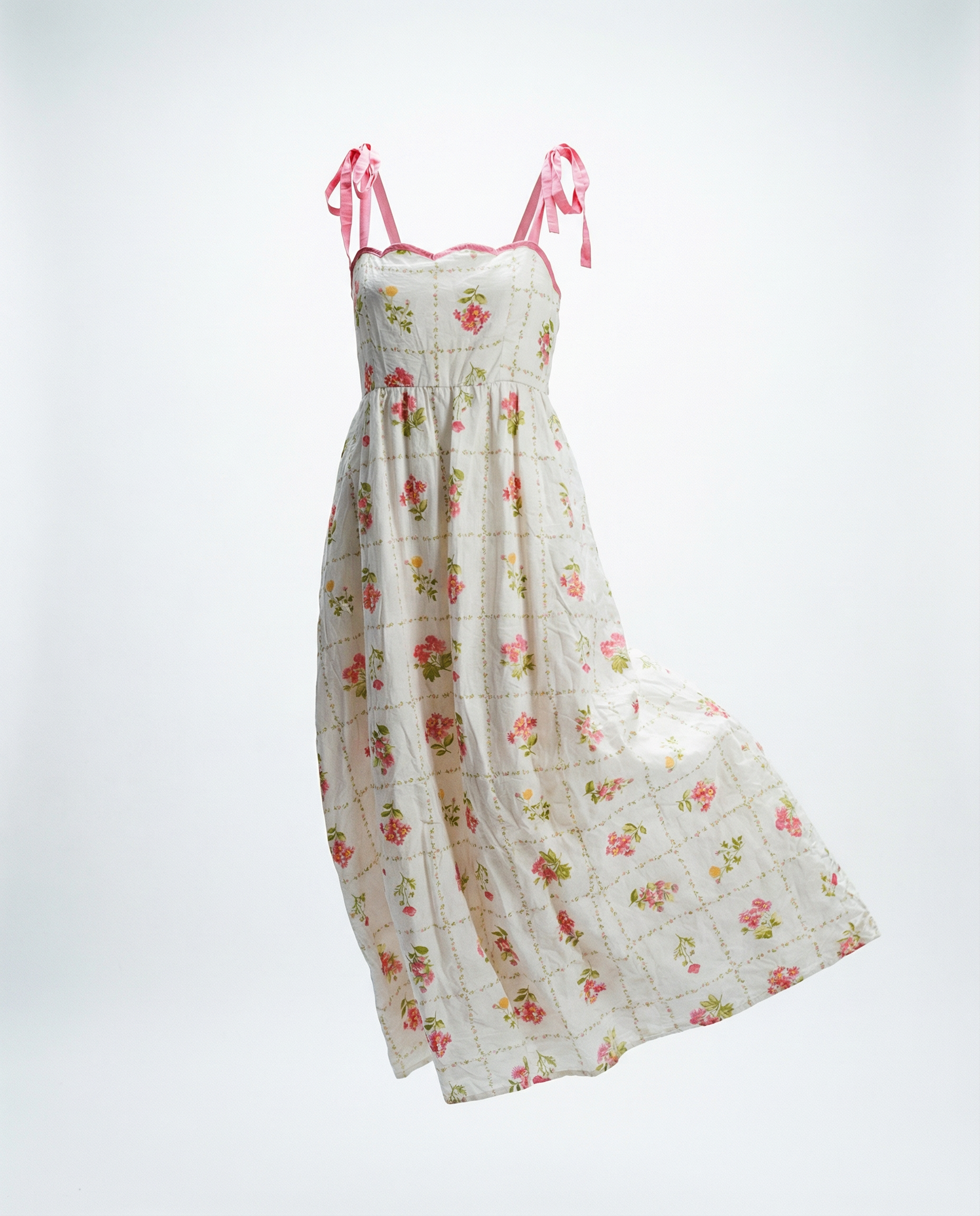 Floral Tie-Strap Maxi Dress - L