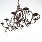 Wrought Iron Rooster Motif Hanging Candle Chandelier