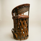 Vintage Mexican Equipale Leather & Wood Drum Chair – Rustic Southwest Barrel Seat
