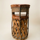 Vintage Mexican Equipale Leather & Wood Drum Chair – Rustic Southwest Barrel Seat