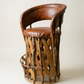 Vintage Mexican Equipale Leather & Wood Drum Chair – Rustic Southwest Barrel Seat