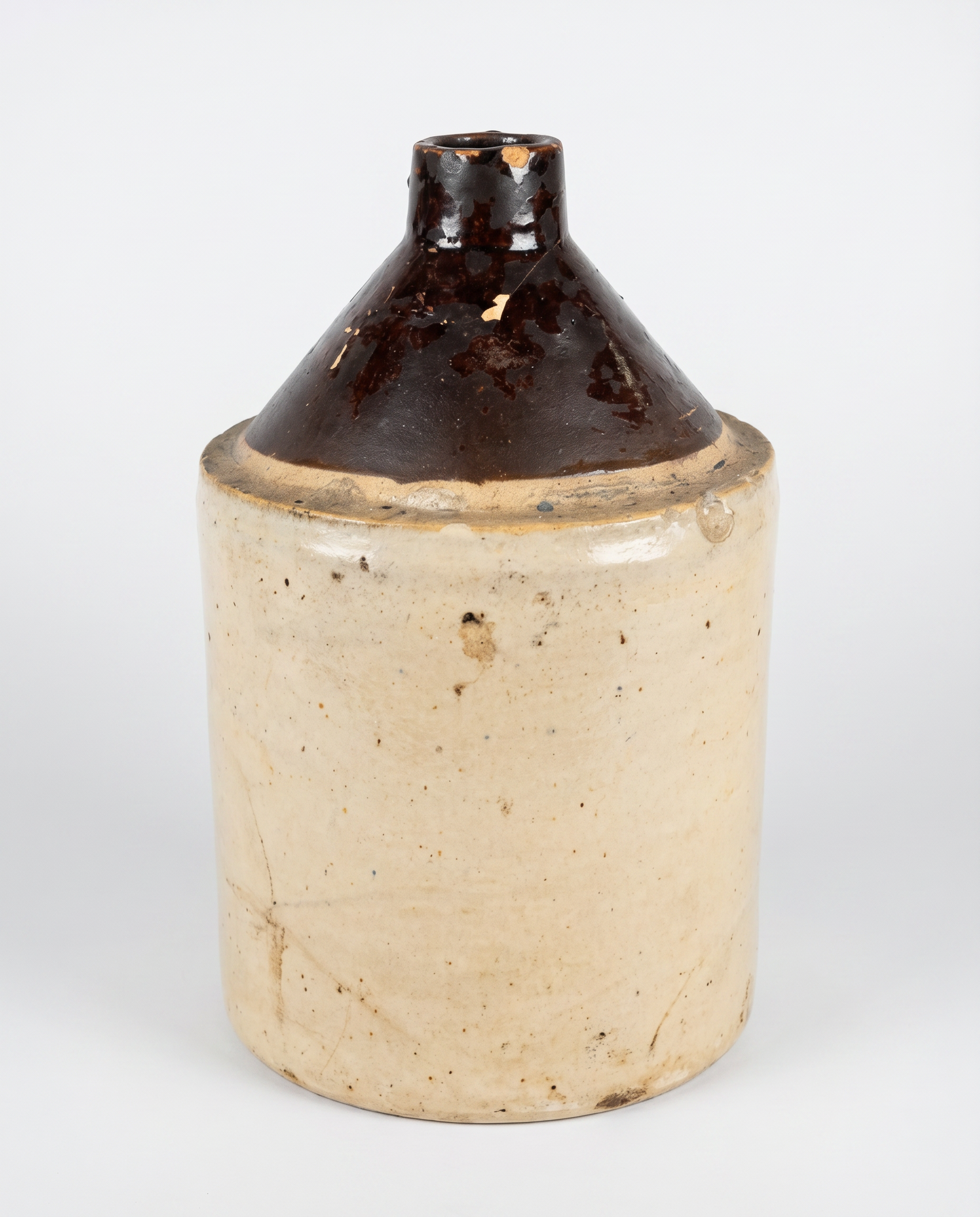 Antique Brown-Top Stoneware Jug