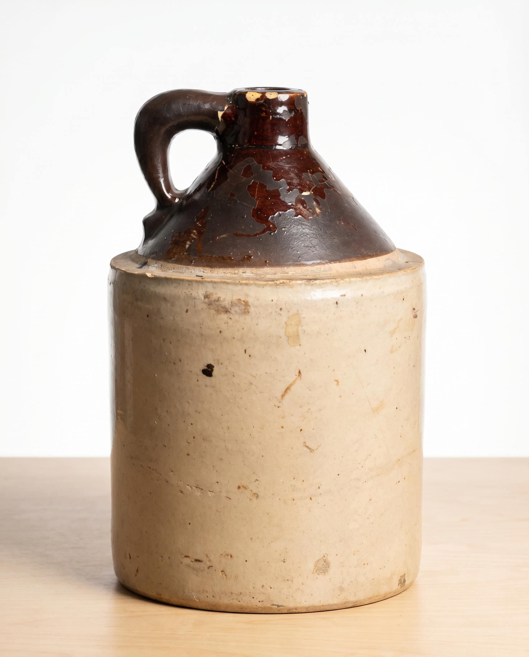 Antique Brown-Top Stoneware Jug