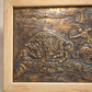 Vintage Western Buffalo Hunt Copper-Tone Metal Relief in Wood Frame – 17" W × 12.5" H