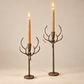 Forged Iron Deer Antler Taper Candle Holders – Set of 2