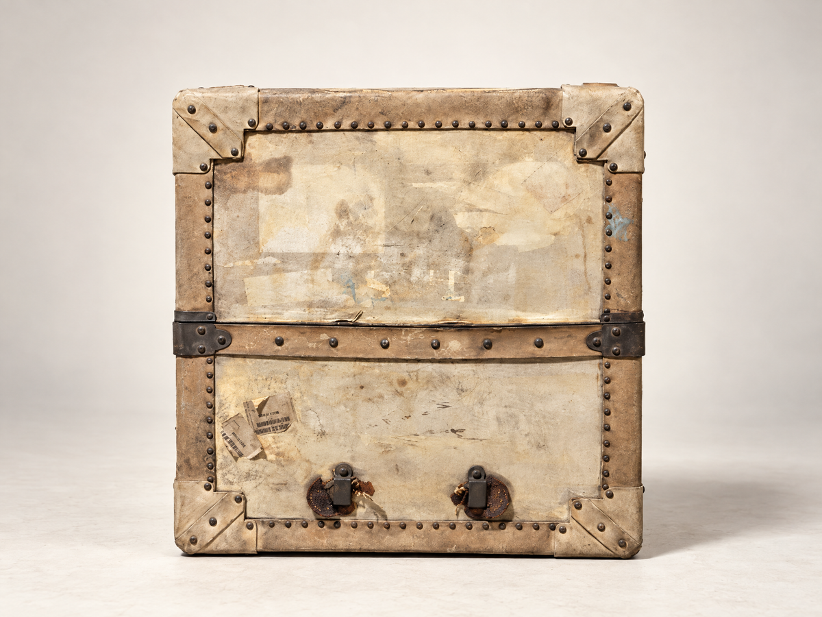 Pair of Vintage Matching Wardrobe Steamer Trunks with Full Hanging & Drawer Interiors