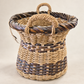 Vintage Mixed-Weave Gathering Basket with Rope Handles