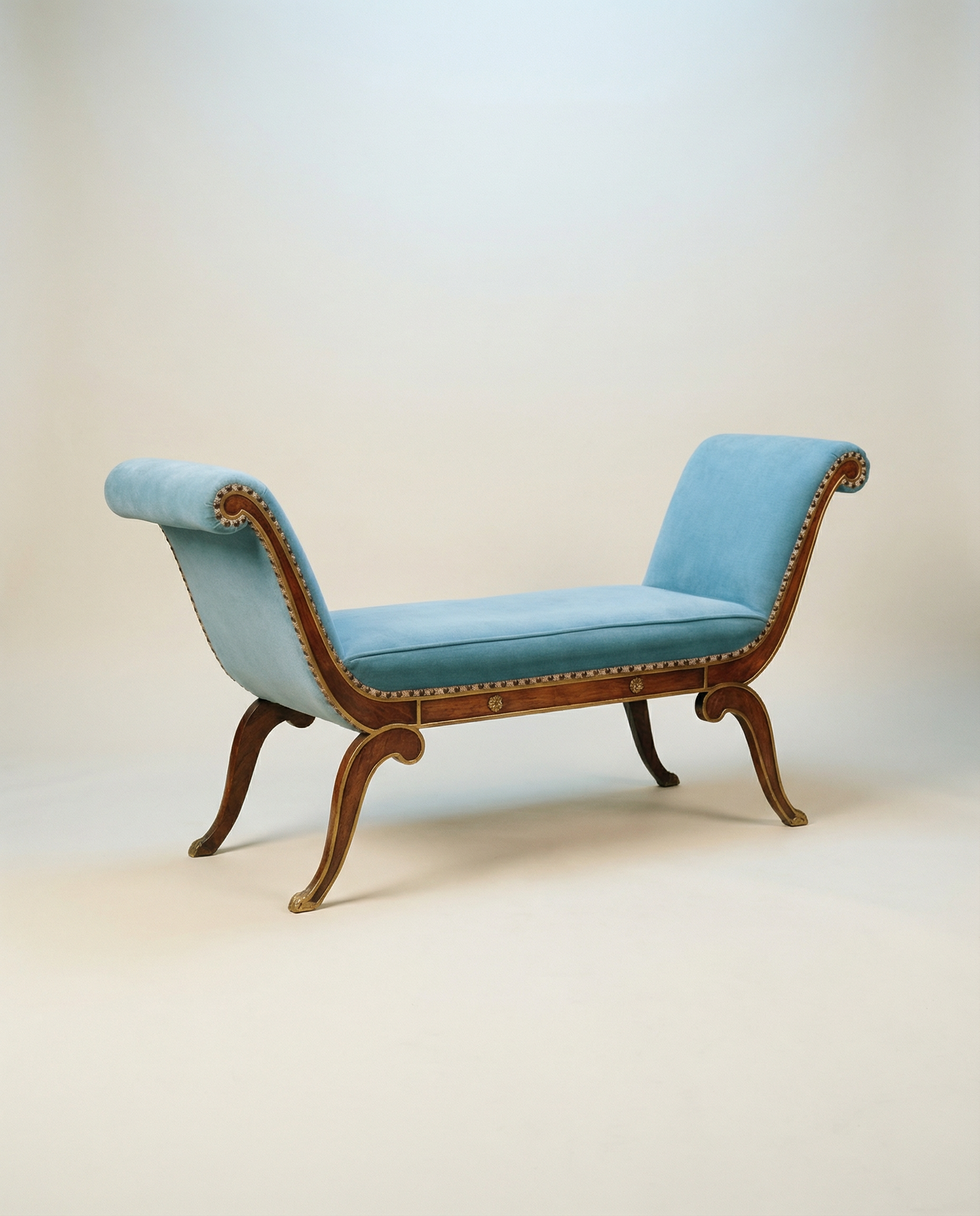 Vintage Neoclassical Upholstered Chaise Lounge, c. 1940s–1960s