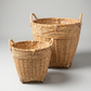 Vintage Handwoven Wicker Gathering Basket with Handles
