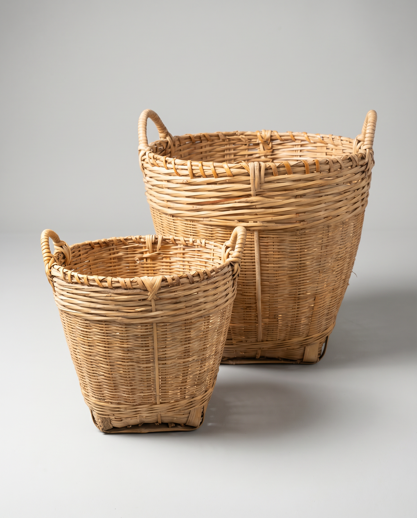 Vintage Handwoven Wicker Gathering Basket with Handles