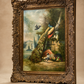Ornate Framed Peacock Oil Painting on Canvas, Signed 49" W × 62" H