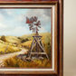 Vintage Western Windmill Landscape Original Oil Painting 31.5" W × 25.25" H