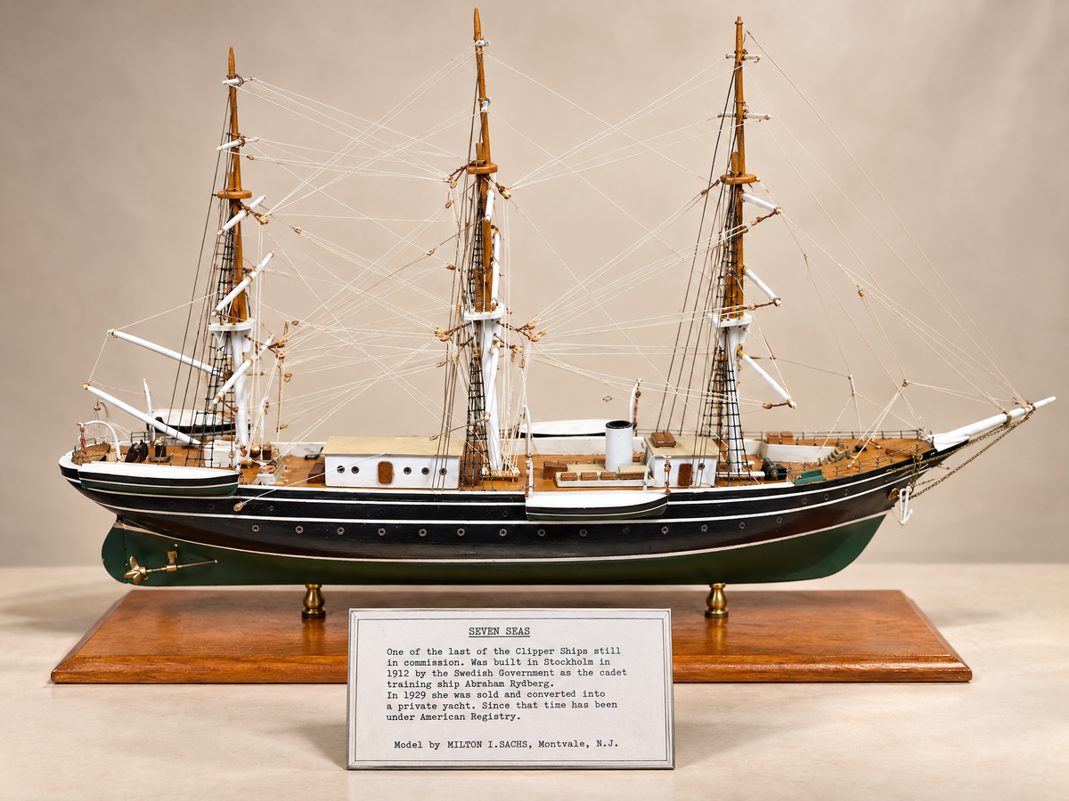 Mid-Century Handmade Seven Seas / Abraham Rydberg Ship Model by Milton I. Sachs