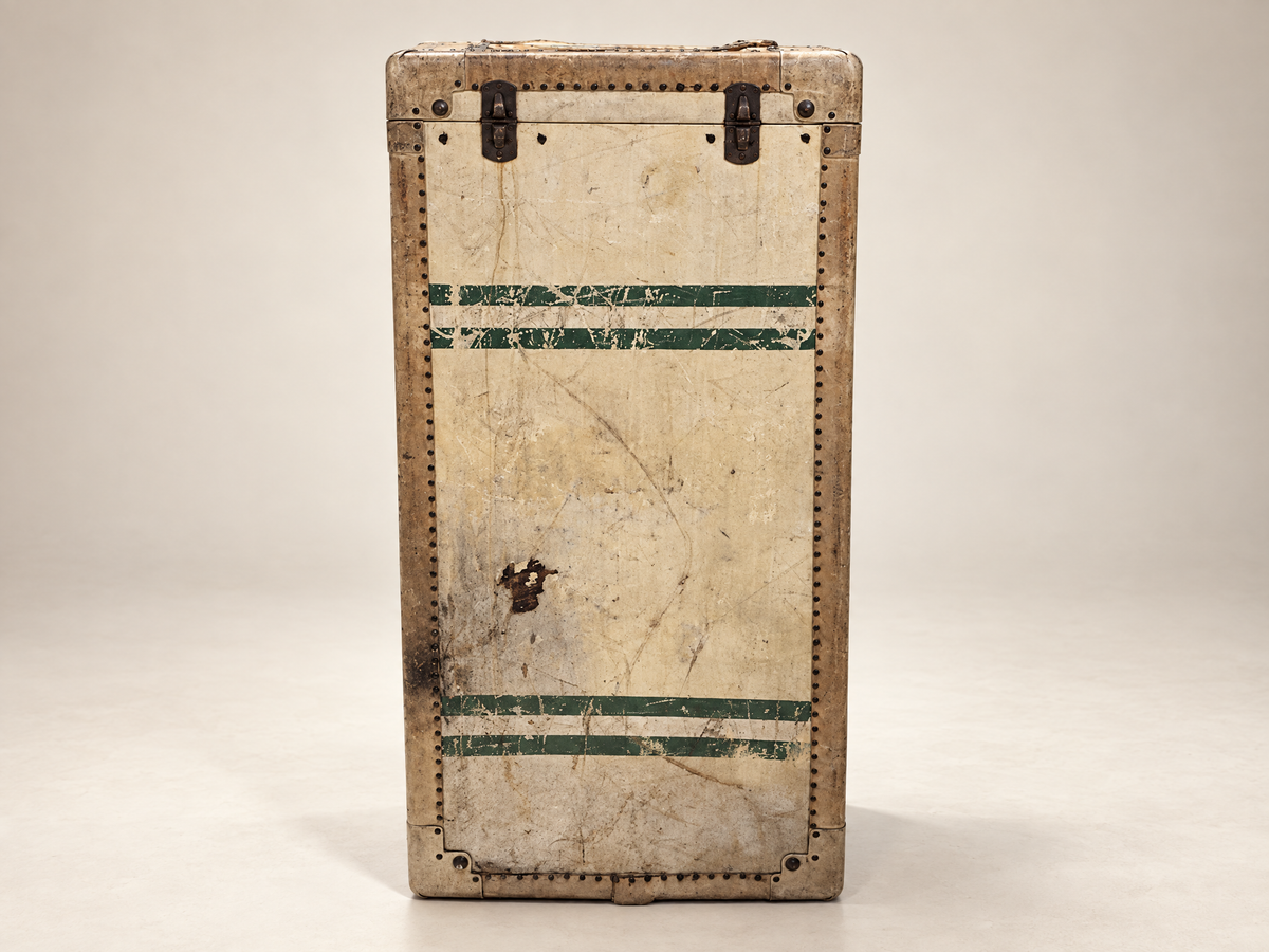 Pair of Vintage Matching Wardrobe Steamer Trunks with Full Hanging & Drawer Interiors