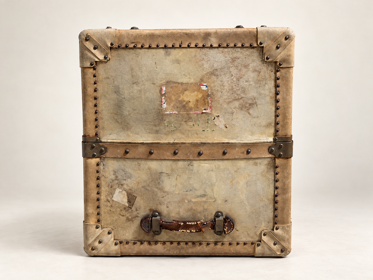 Pair of Vintage Matching Wardrobe Steamer Trunks with Full Hanging & Drawer Interiors