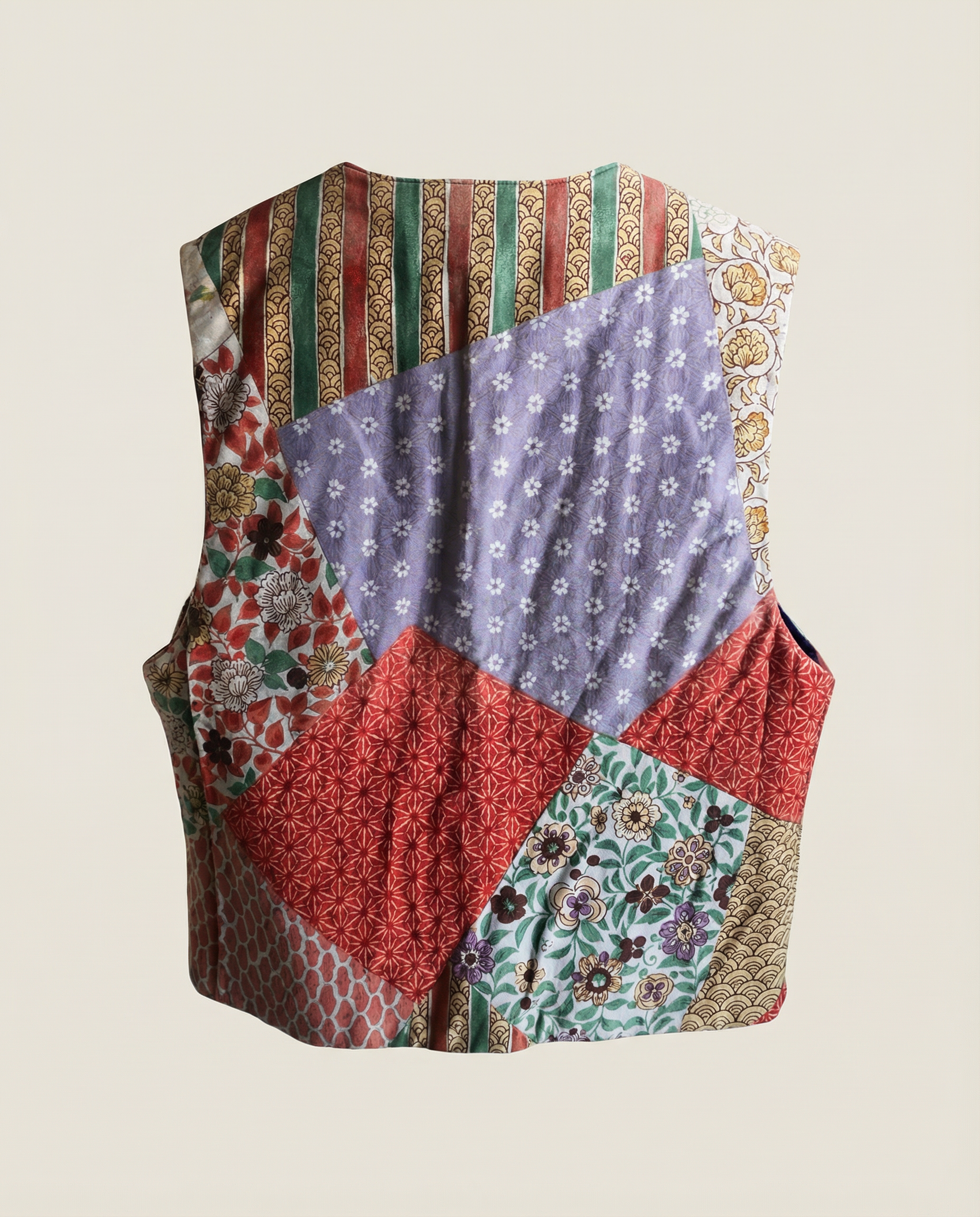Indigo Patchwork Quilted Vest – Reversible Style