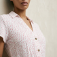Soft Pink Micro Print Button Front Midi Dress