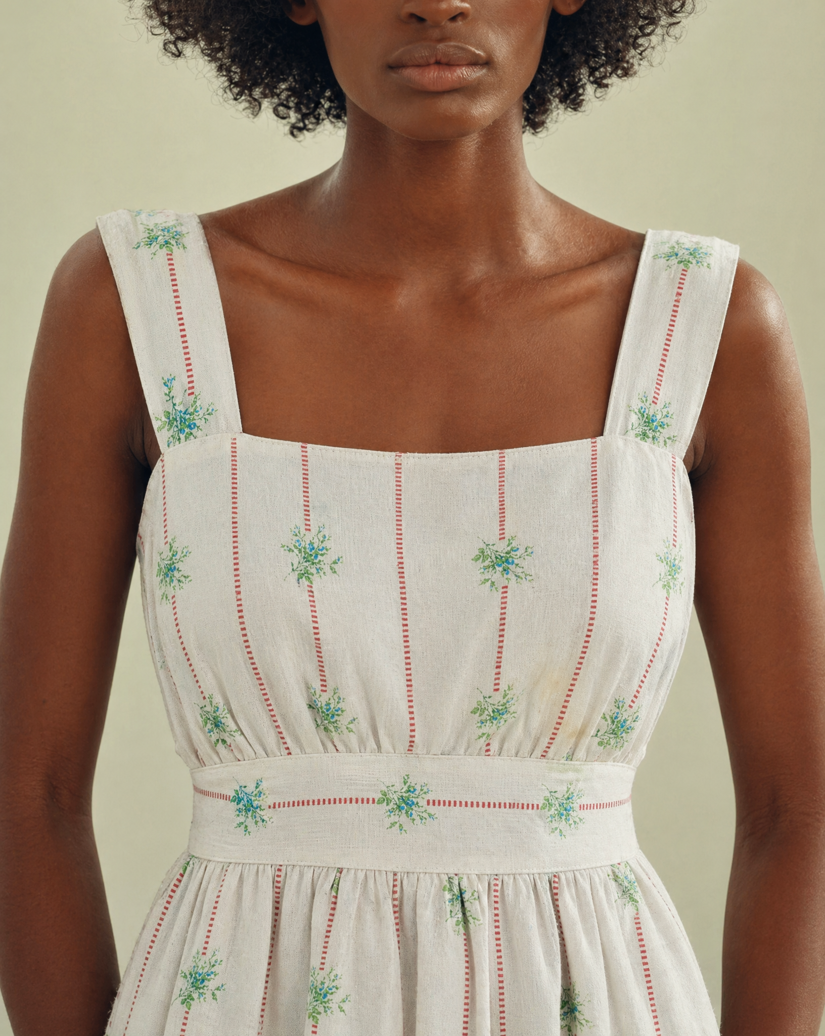 Vintage Floral Stripe Sundress — Size M