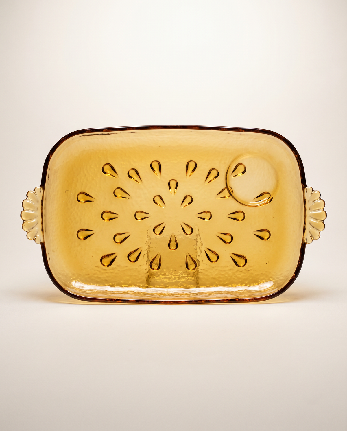 Vintage Amber Glass Snack Sets — Set of Five