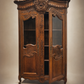 French Louis XV Revival Carved Oak Display Armoire