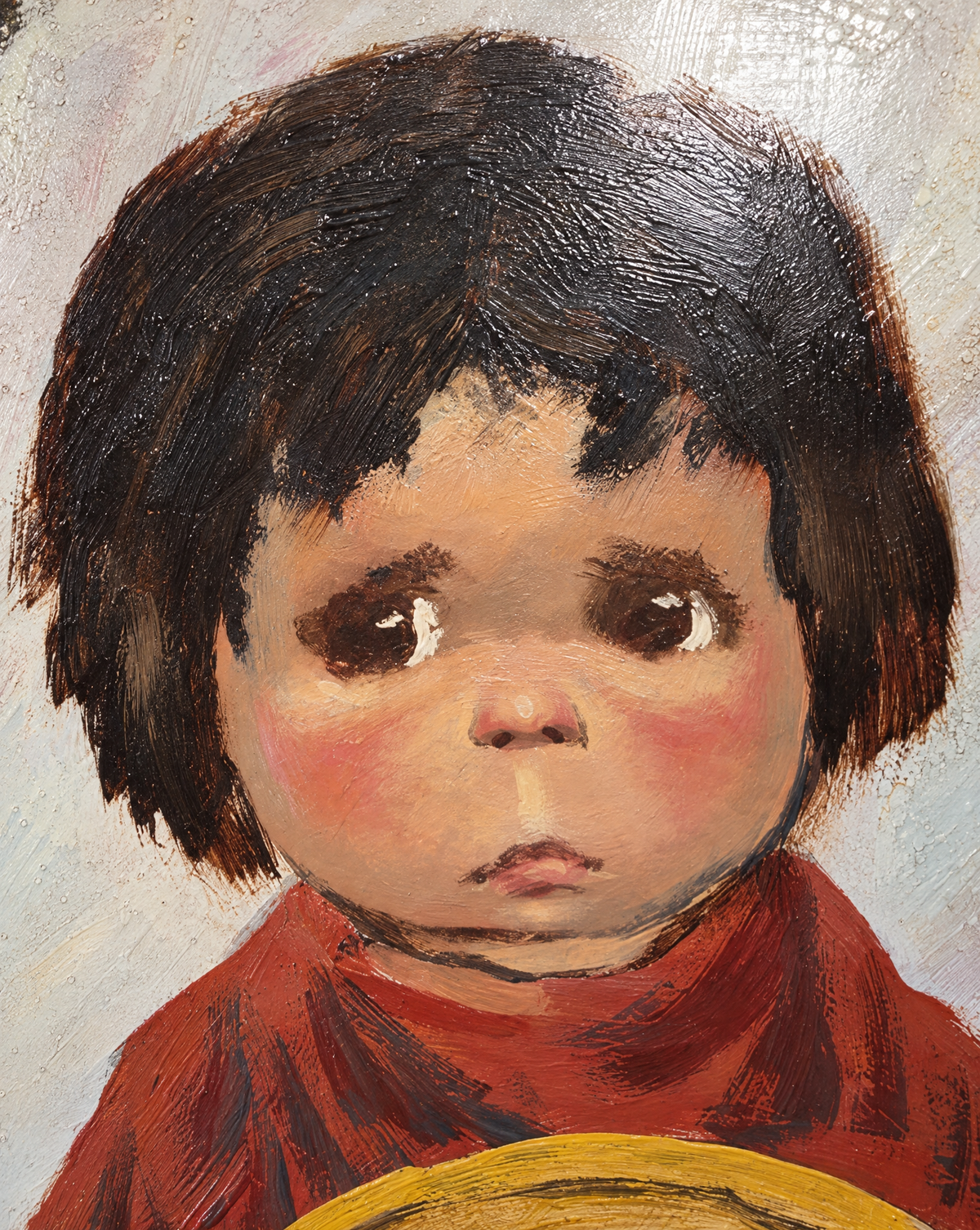 Vintage Original Oil Painting by Stephenson – Two Children in Traditional Dress – 40.5" W × 34.5" H
