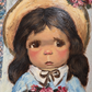 Vintage Original Oil Painting by Stephenson – Two Children in Traditional Dress – 40.5" W × 34.5" H