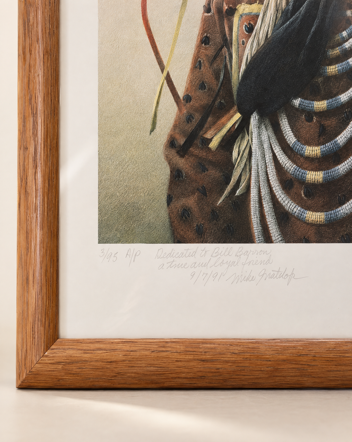 Michael Gnatek “Tribal Wisdom” Signed Limited Edition Native American Portrait Print – 25" W × 28" H