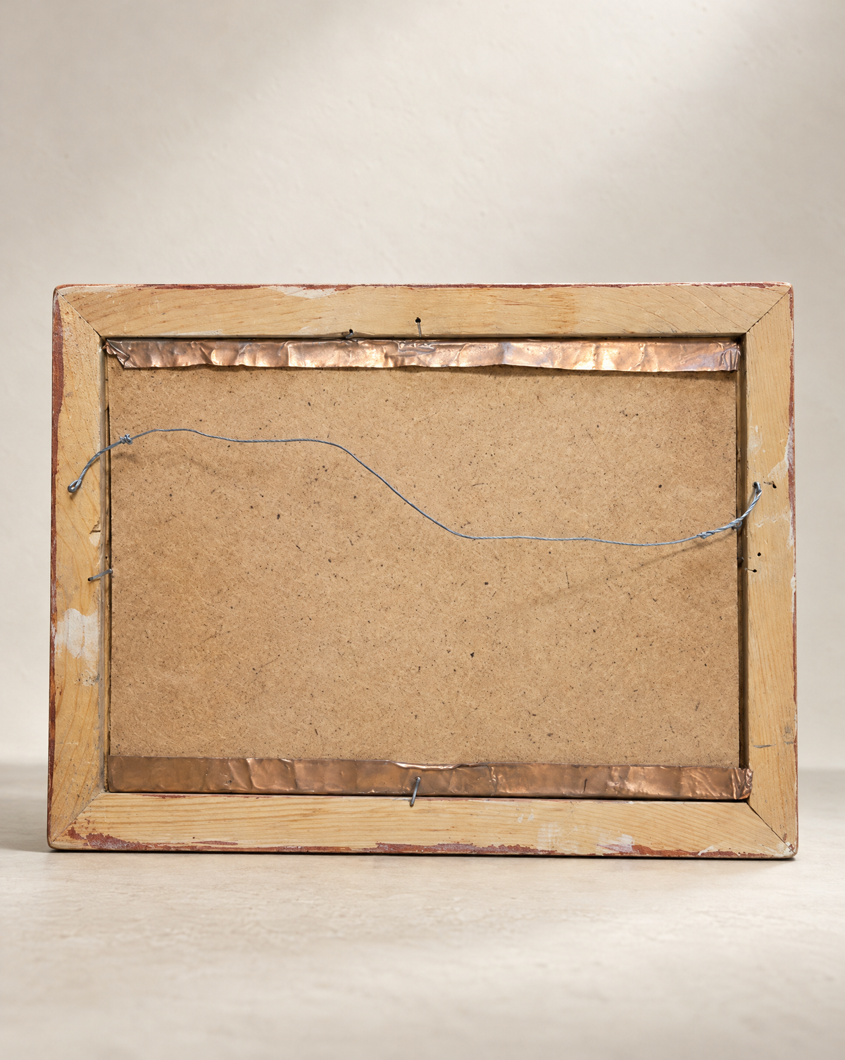 Vintage Western Buffalo Hunt Copper-Tone Metal Relief in Wood Frame – 17" W × 12.5" H