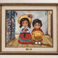 Vintage Original Oil Painting by Stephenson – Two Children in Traditional Dress – 40.5" W × 34.5" H