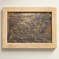 Vintage Western Buffalo Hunt Copper-Tone Metal Relief in Wood Frame – 17" W × 12.5" H