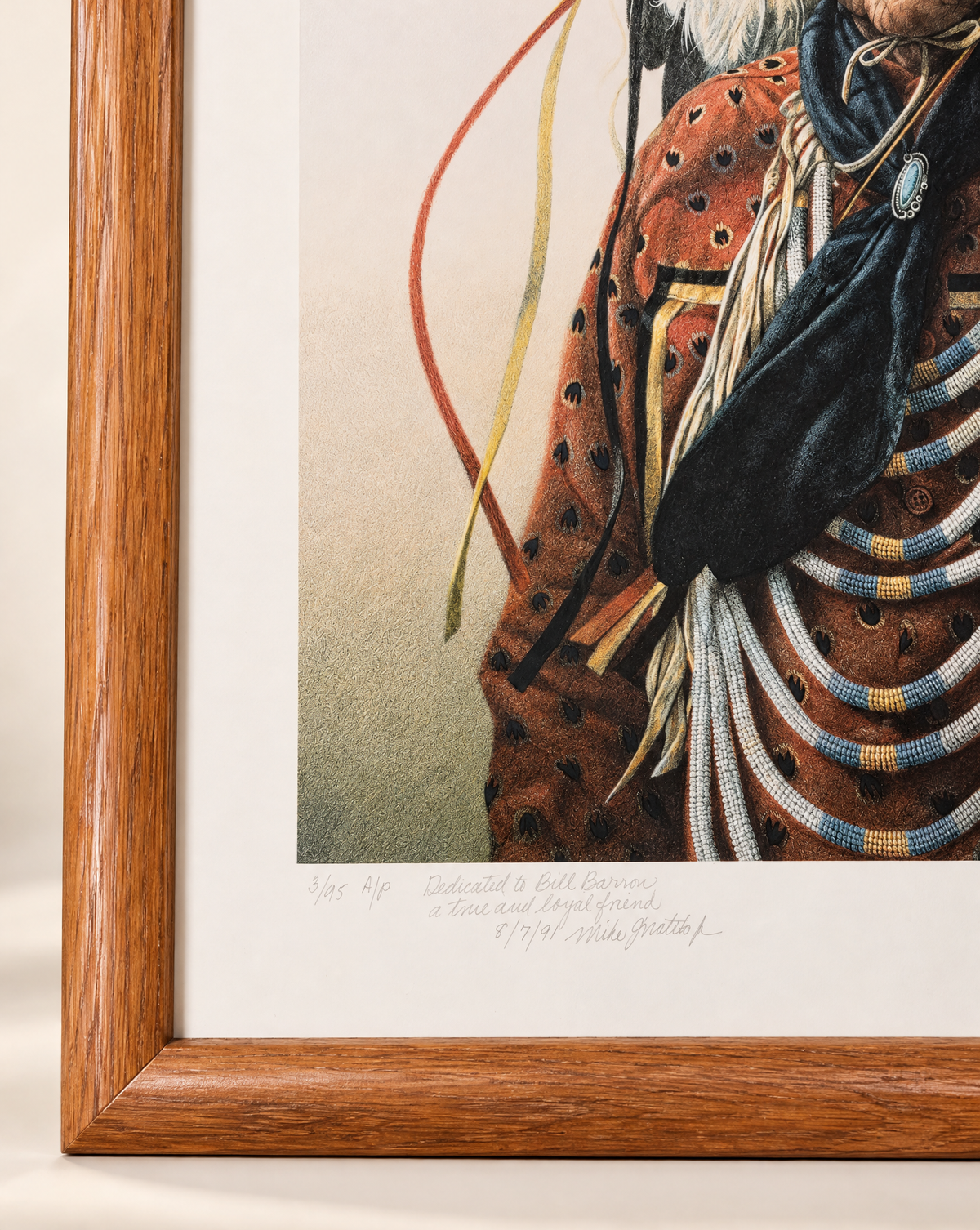 Michael Gnatek “Tribal Wisdom” Signed Limited Edition Native American Portrait Print – 25" W × 28" H