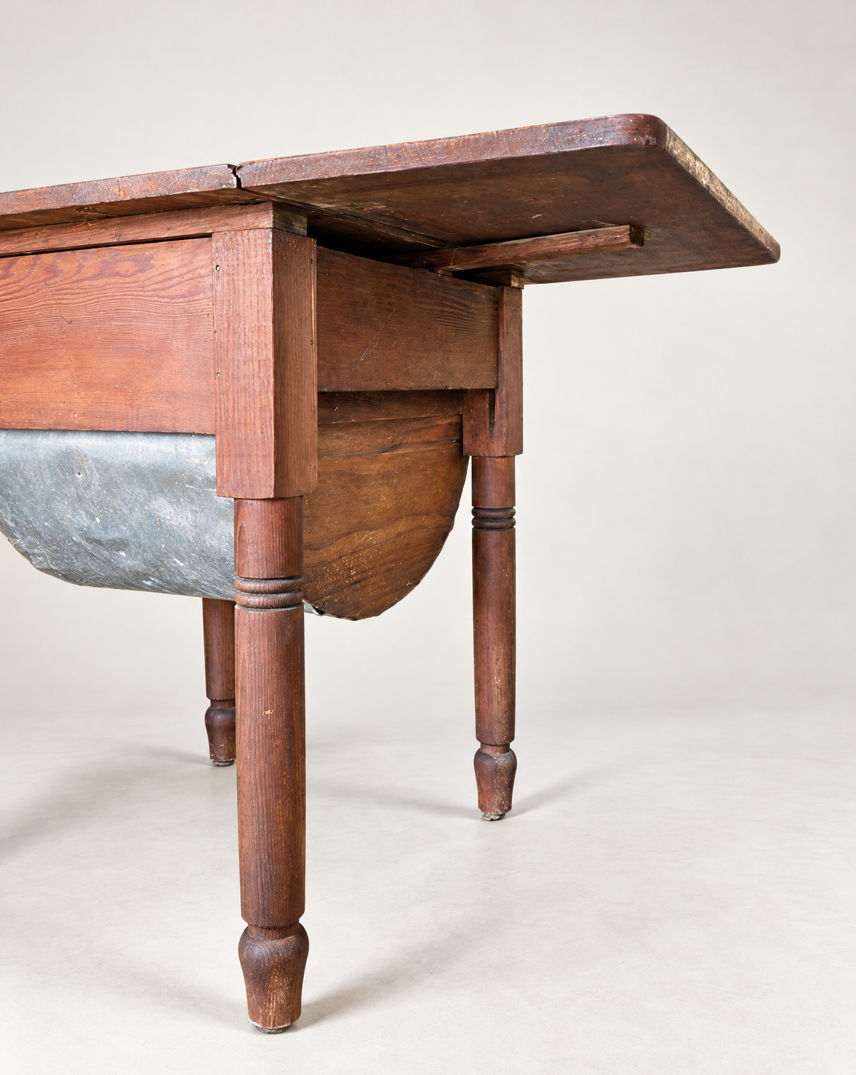 Antique Drop-Leaf Kitchen Worktable with Storage – Circa 1890–1920