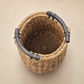 Vintage Oversized Woven Basket with Dark Wood Handles