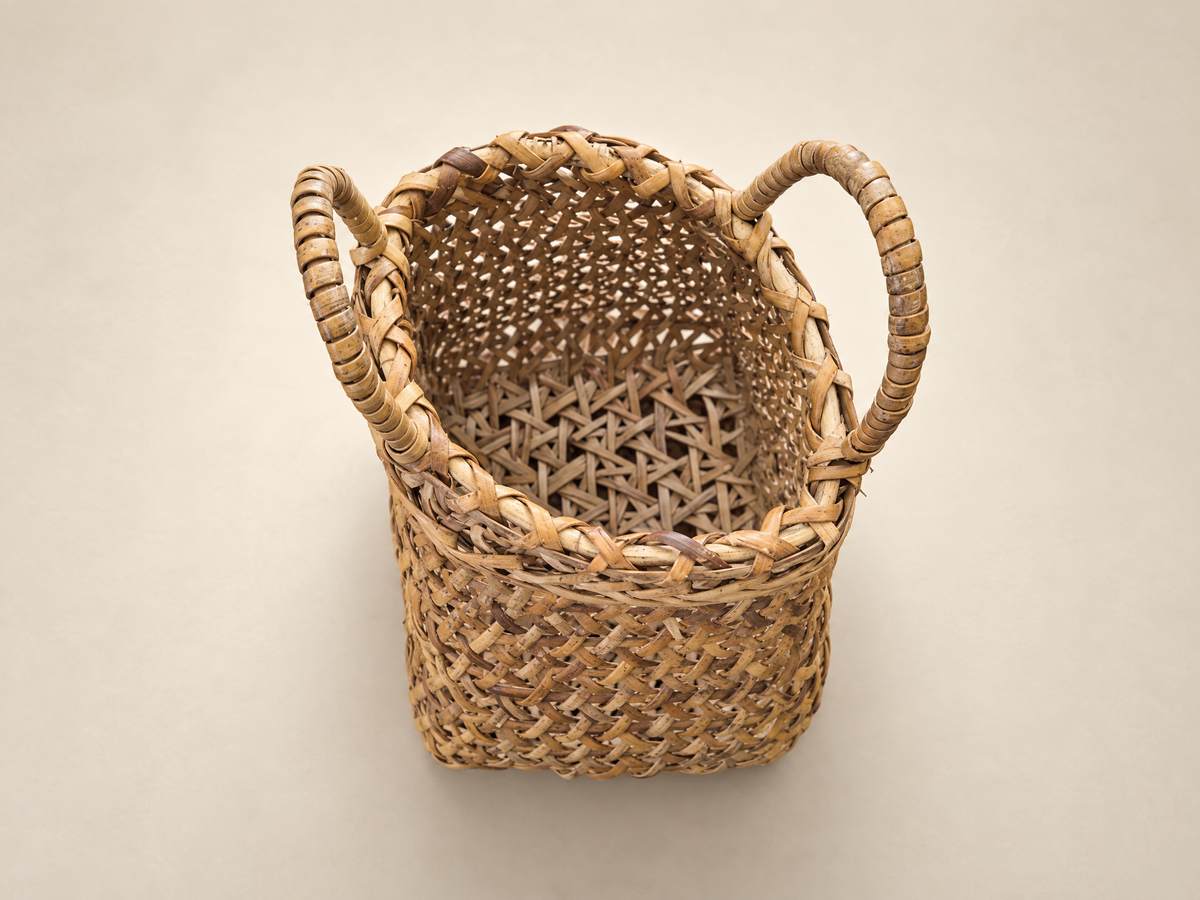 Vintage Open-Weave Wicker Gathering Basket