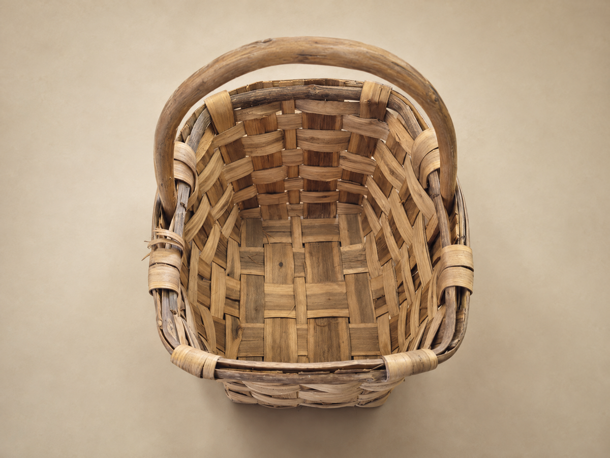 Vintage Handwoven Splint Wood Gathering Basket