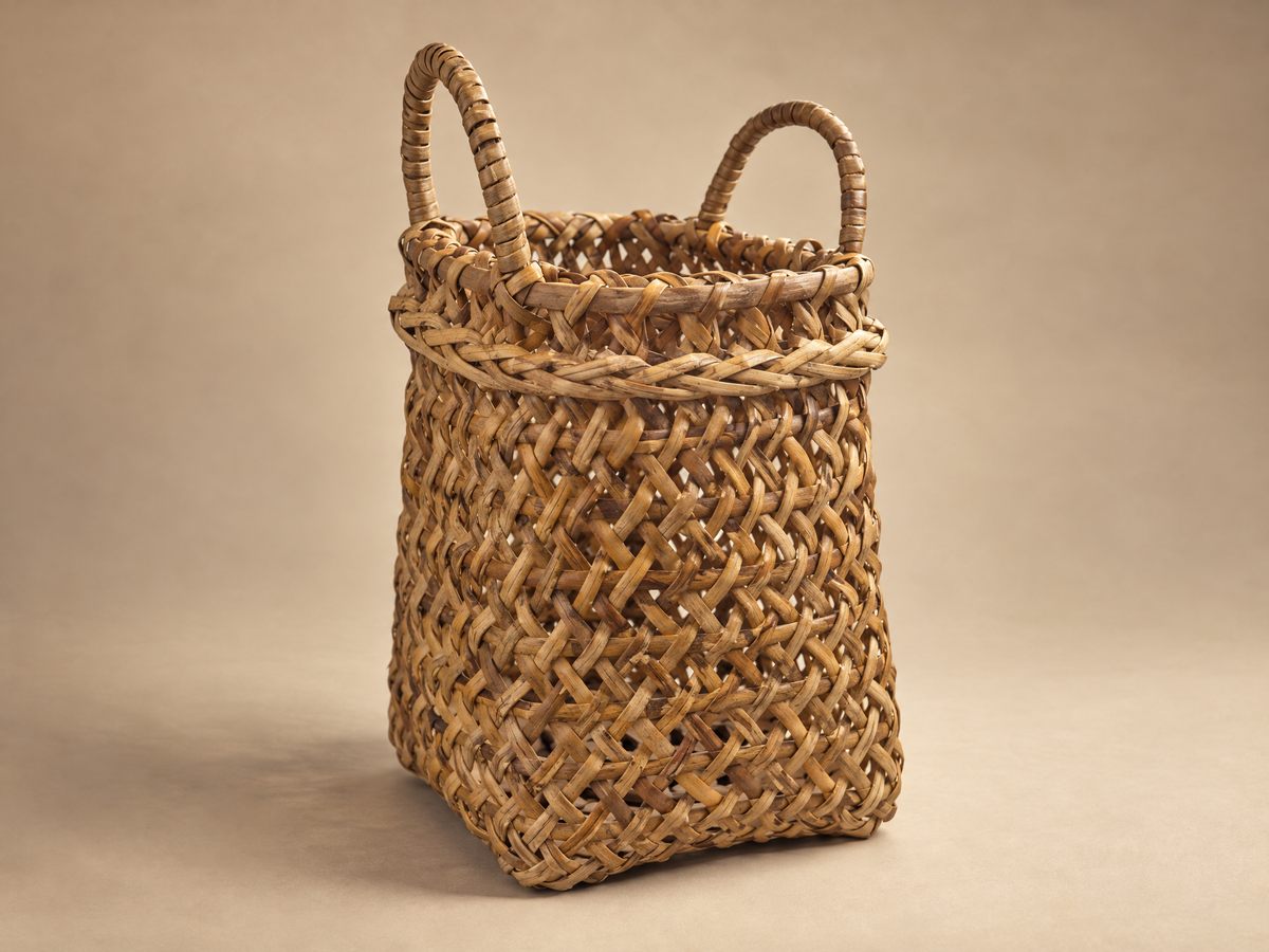 Vintage Open-Weave Wicker Gathering Basket