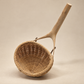 Vintage Woven Rattan Scoop Basket with Wood Handle