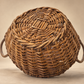 Vintage Handwoven Wicker Gathering Basket with Double Handles