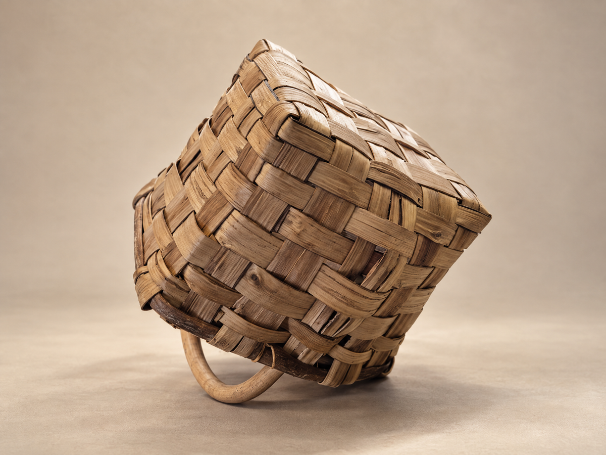 Vintage Handwoven Splint Wood Gathering Basket
