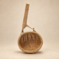 Vintage Woven Rattan Scoop Basket with Wood Handle