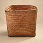 Vintage Handwoven Bamboo Square Storage Basket