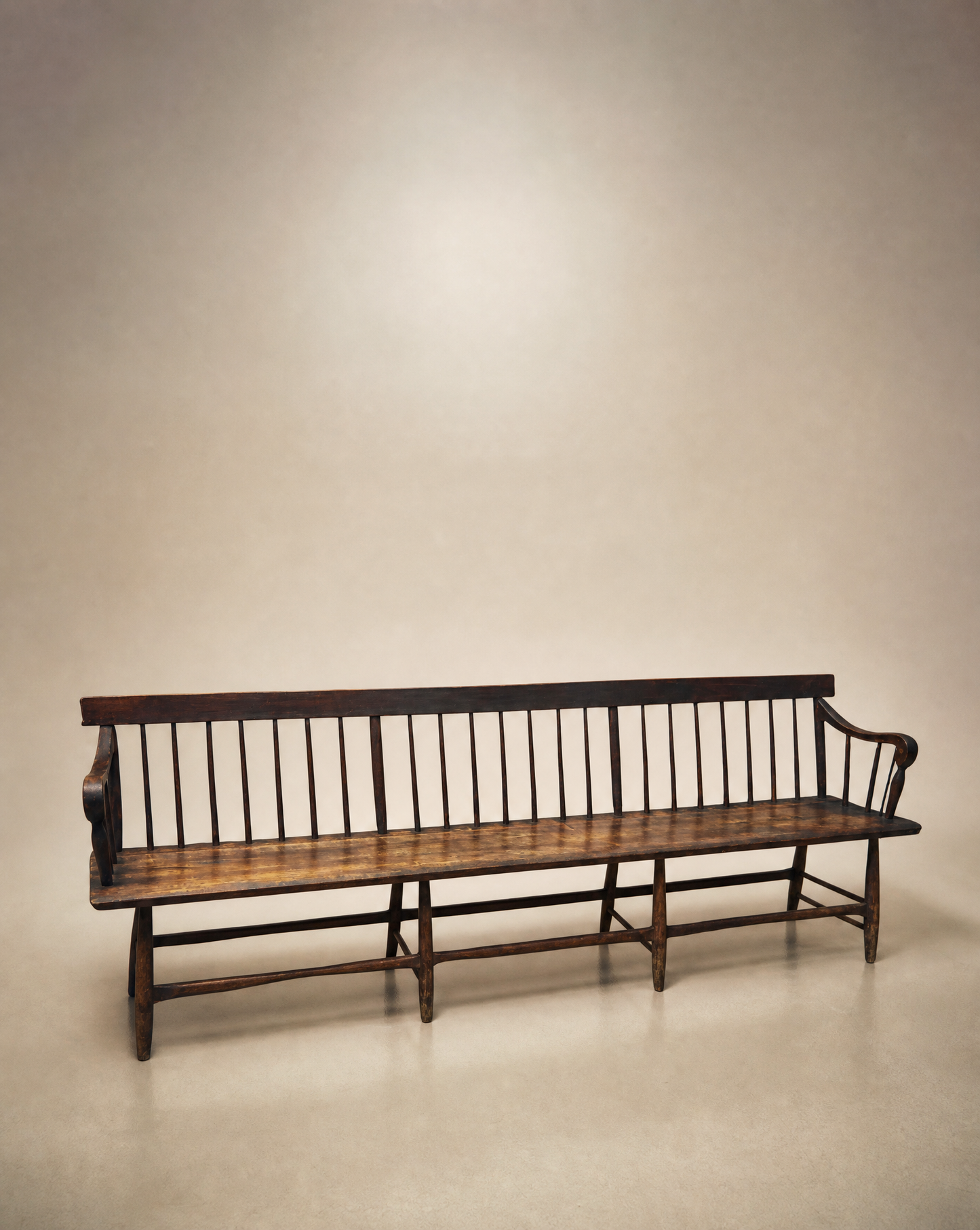 Antique Early American Windsor Settle Bench