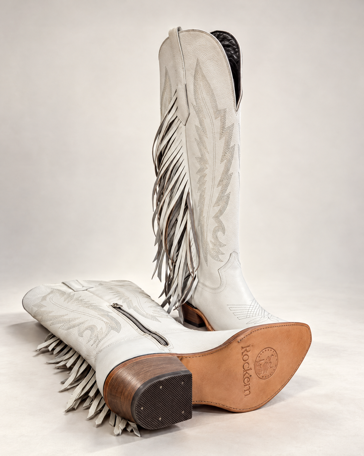 Rock’em White Fringe Western Boots – Size 7