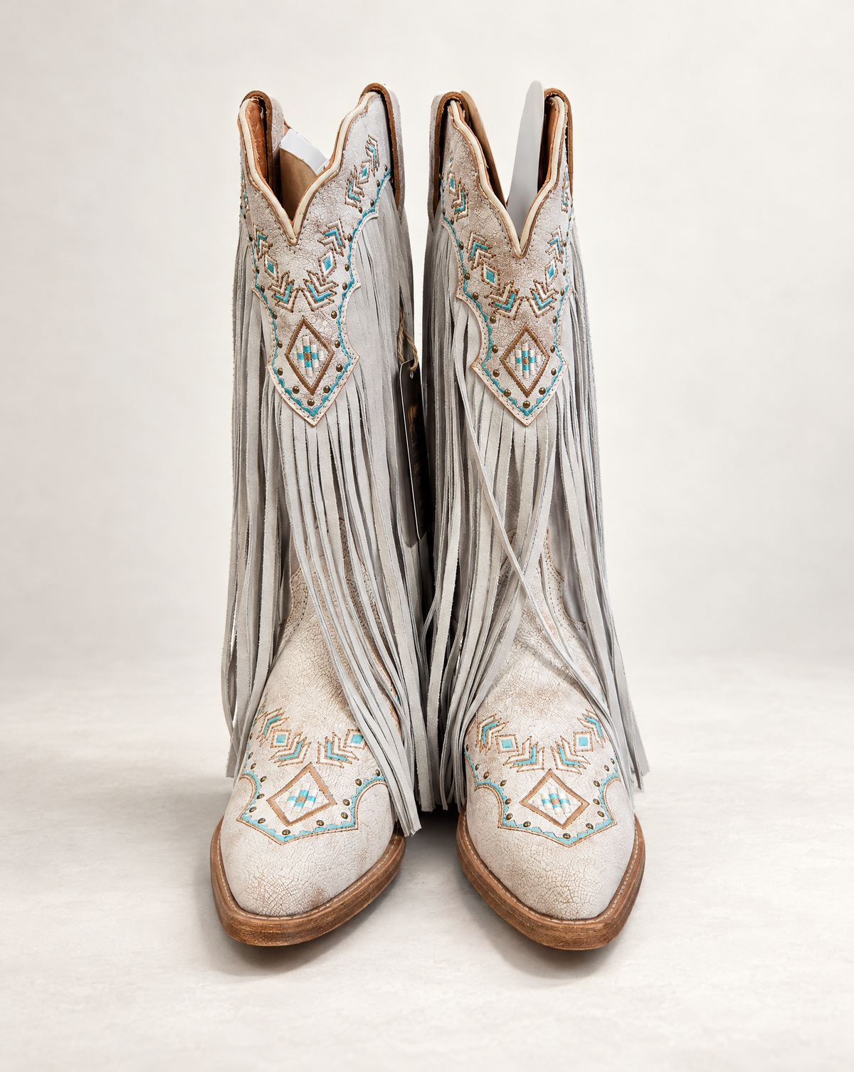 Buck & Brana Women's Ivory Fringe Western Boots – US Size 6